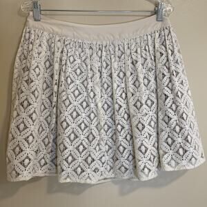 Garnet Hill Skirt Beige Lace Full Mini Lined Limes - Size 6